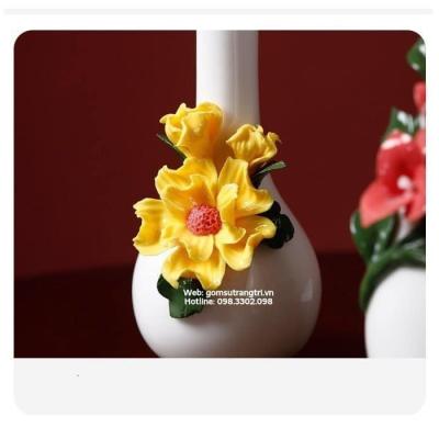 BỘ 5 BÌNH TỲ BÀ ĐẮP NỔI 5 LOÀI HOA